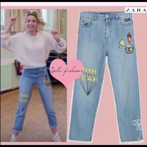 Zara I am Denim Collection Mom Fit Patch Jeans